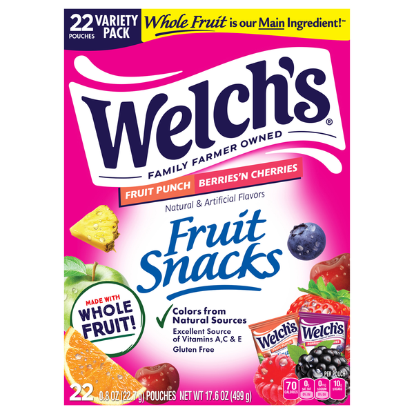 Welch's Fruit Punch & Berries 'N Cherries Fruit Snacks - 22 ct