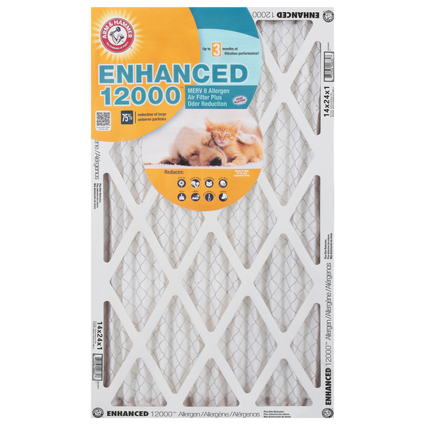 Arm & Hammer Enhanced 12000 MERV 8 Allergen Air Filter 14x24x1