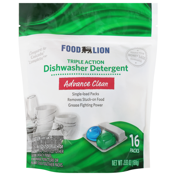 Food Lion Advance Clean Triple Action Dishwasher Detergent Packs - 16 ct