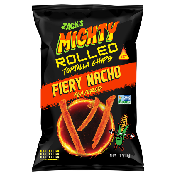 Zack's Fiery Nacho Flavored Mighty Rolled Tortilla Chips