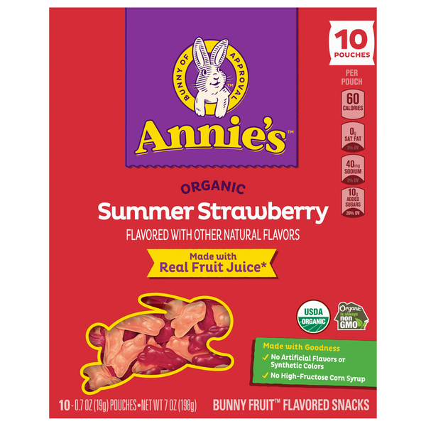 Annie's Organic Strawberry Bunny Fruit Flavored Snacks - 10 ct