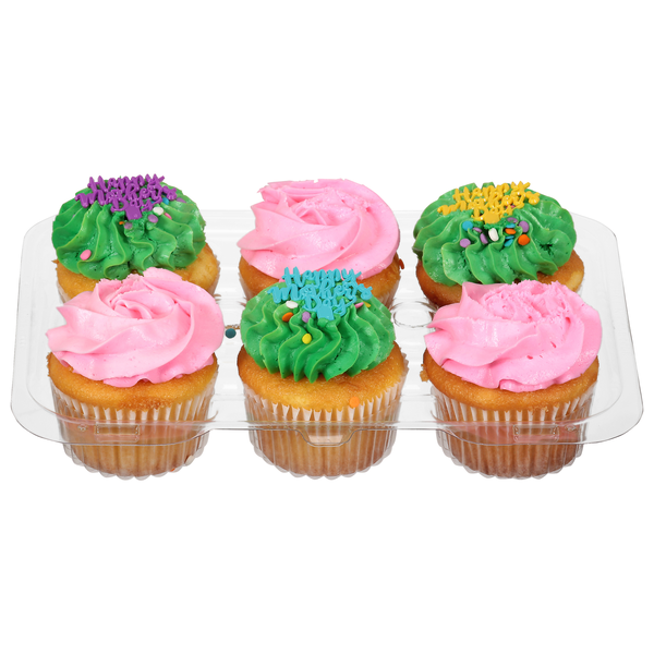 Food Lion Bakery Mother's Day Yellow Cupcakes w/Vanilla Icing - 6 ct