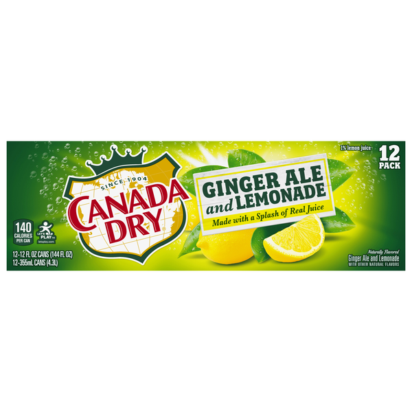 Canada Dry Ginger Ale Soda & Lemonade Caffeine Free - 12 pk