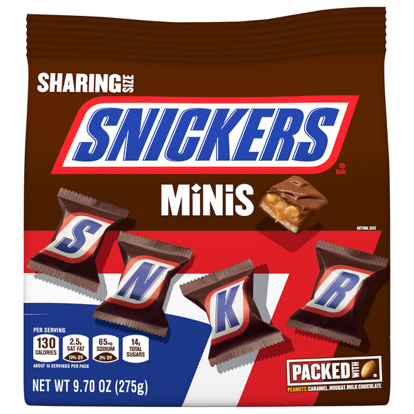 Snickers Peanuts Caramel & Milk Chocolate Candy Bars Minis Sharing Size