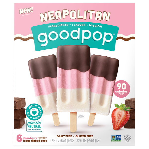GoodPop Dairy Free Neapolitan Dipped Pops - 6 ct