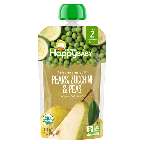 Happy Baby Organics 2 Baby Food Pears Zucchini & Peas