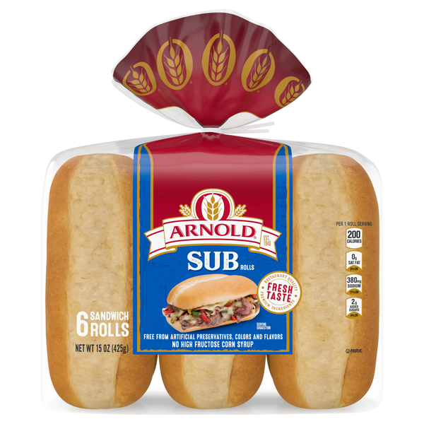 Arnold Sub Sandwich Rolls - 6 ct