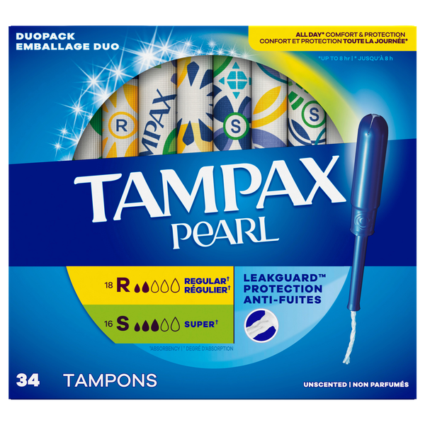 Tampax Pearl Unscented Regular & Super Tampons