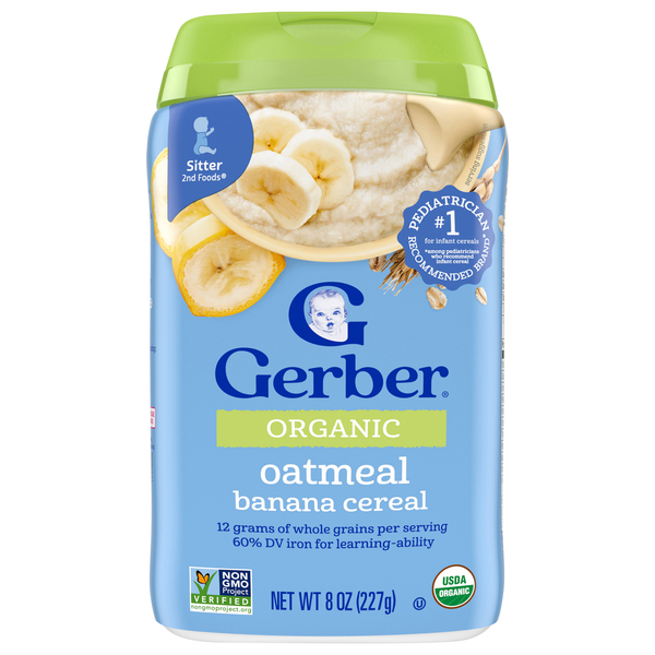 Gerber Grain & Grow Organic 2nd Food Oatmeal Banana Baby Cereal