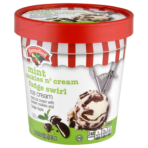 Hannaford Mint Cookies n' Cream Fudge Swirl Ice Cream