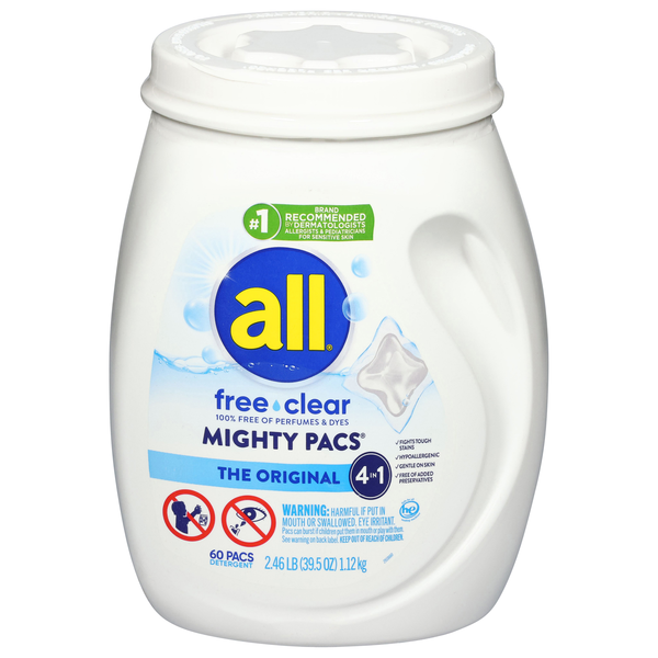 all Free & Clear Original 4-in-1 Mighty Pacs Laundry Detergent - 60 ct