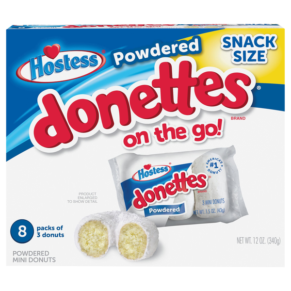 Hostess Donettes On the Go! Mini Powdered Donuts - 8 ct
