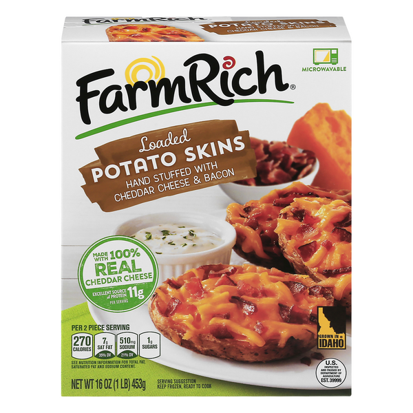 Save On Farm Rich Loaded Potato Skins Stuffed With Cheddar Bacon Order Online Delivery Stop Shop
