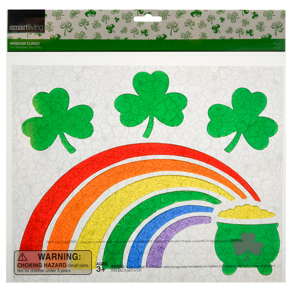 Smart Living Window Clings St. Patrick's Day Rainbow Pot of Gold