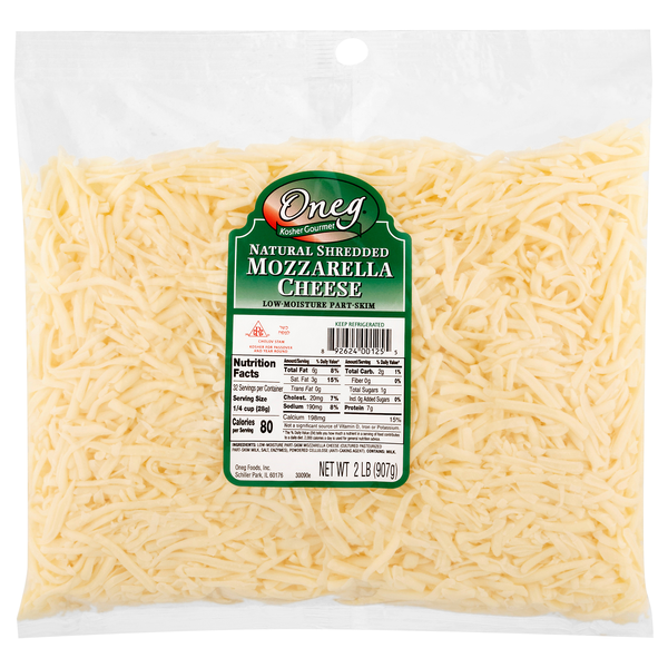 Oneg Kosher Natural Fancy Shredded Part Skim Mozzarella Cheese