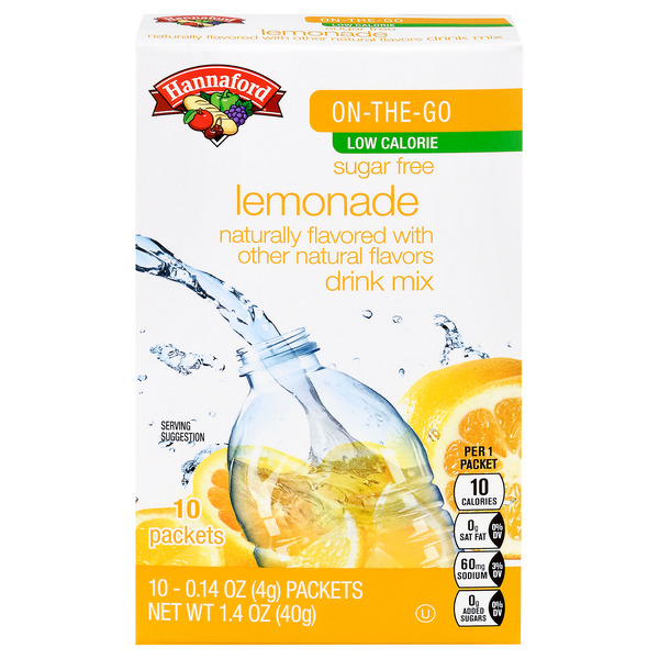 Hannaford On-the-Go Drink Mix Lemonade Low Calorie - 10 ct