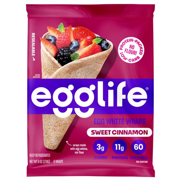Egglife Sweet Cinnamon Egg White Wraps - 6 ct