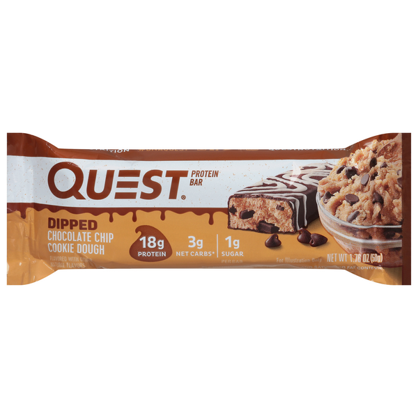 Quest Keto Friendly Dipped Chocolate Chip Cookie Dough 18g Protein Bar