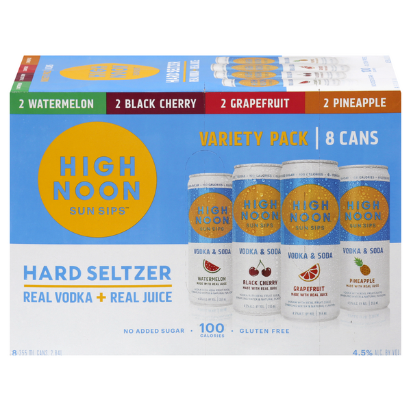 High Noon Sun Sips Hard Seltzer Variety Pack Gluten Free - 8 pk