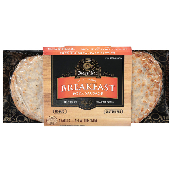Boar's Head Natural Pork Breakfast Sausage Patties - 4 ct
