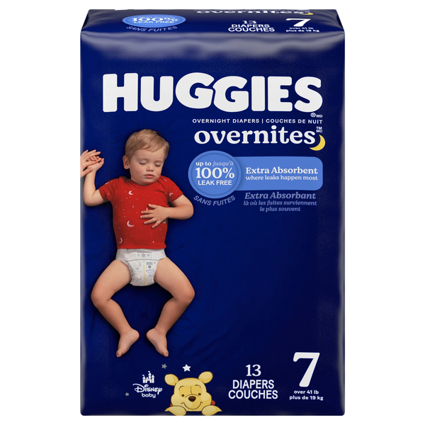 Huggies Overnites Size 7 Baby Diapers 41+ lb