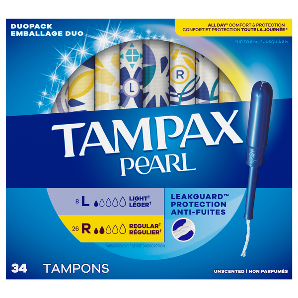 Tampax Pearl Unscented Light & Regular Tampons