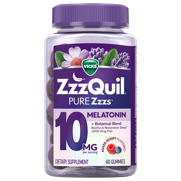 Vicks ZzzQuil Pure Zzzs Berry Advanced 10mg Melatonin Sleep Aid Gummies