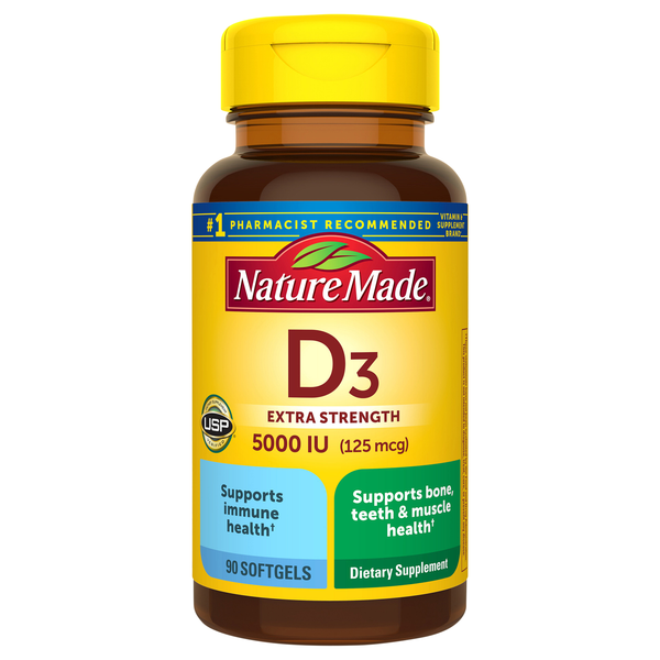 Nature Made Extra Strength Vitamin D3 5000 IU Dietary Supplement Softgels