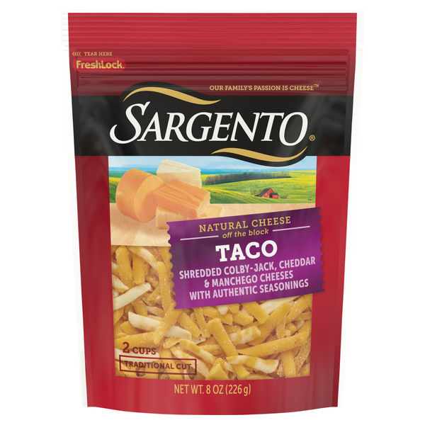 Sargento Off The Block Traditional Cut Shredded Taco Cheese w/Seasonings