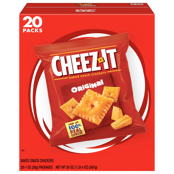 Cheez-It Original Baked Cheese Crackers Packs - 20 ct