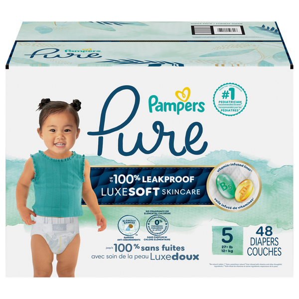 Pampers Pure Protection Size 5 Baby Diapers 27+ lb