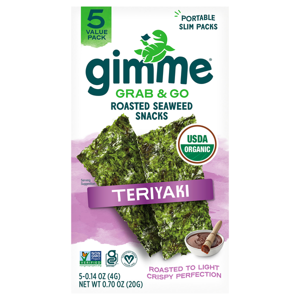 gimme Grab & Go Teriyaki Roasted Seaweed Snack - 5 ct