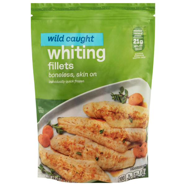 Wild Caught Boneless Skin On Whiting Fillets Frozen