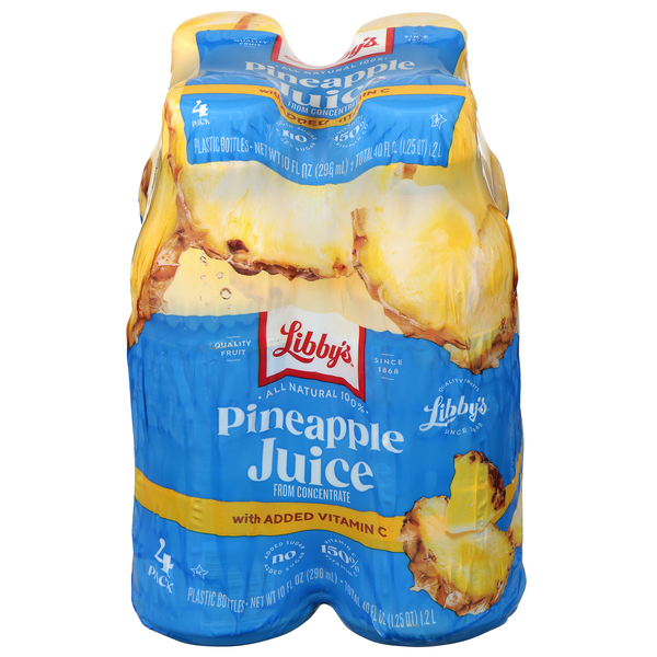 Libby's All Natural No Sugar Added 100% Pineapple Juice - 4 pk