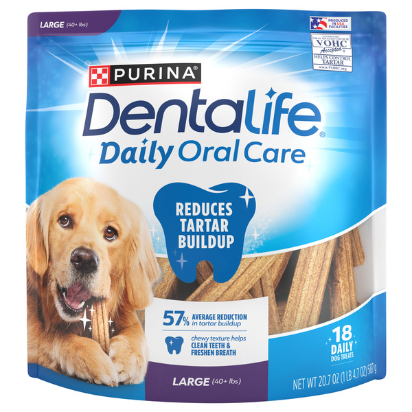 Purina Dentalife Daily Oral Care Large Dog Treats - 18 ct