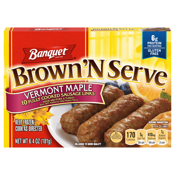 Banquet Brown 'N Serve Vermont Maple Breakfast Sausage Links 10 ct Frozen