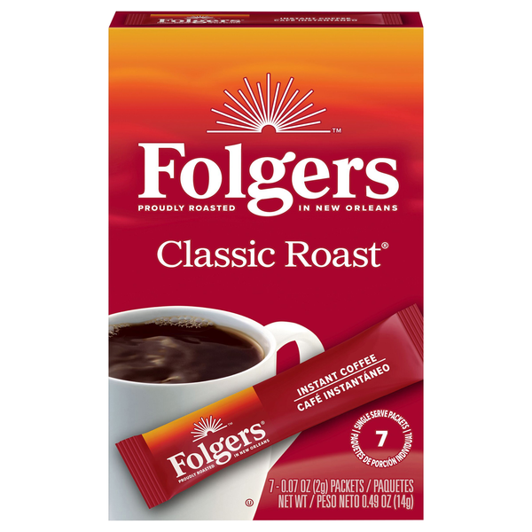 Folgers Classic Roast Instant Coffee Crystals Single Serve Packets
