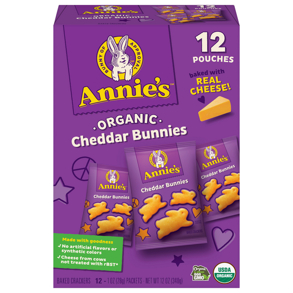Save on Annie's Homegrown Snack Crackers Cheddar Bunnies Baked Organic