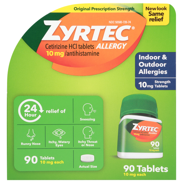 Zyrtec Allergy Relief 24-Hour 10 mg Tablets