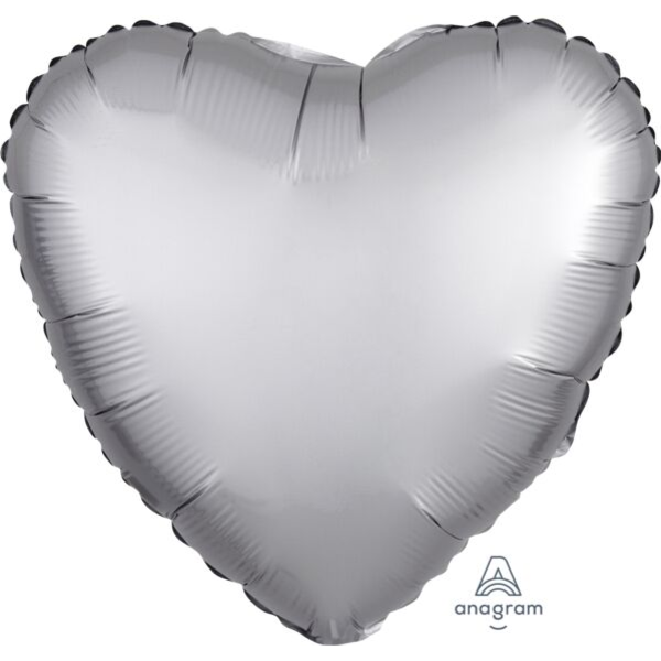 Platinum Heart 17 Inch Luxe Helium-Filled Foil Balloon