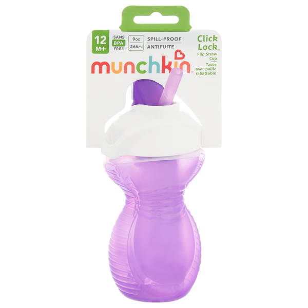 Munchkin Click Lock Flip Straw Cup 12+ months Purple
