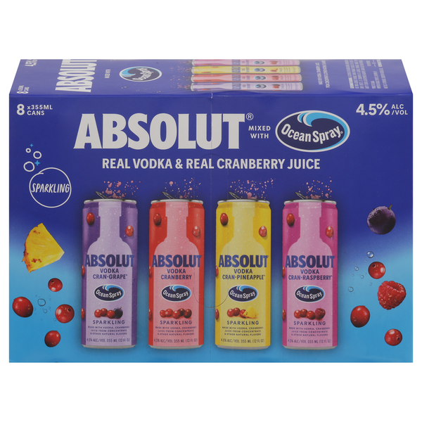 Absolut Sparkling Cranberry Vodka - 8 pk