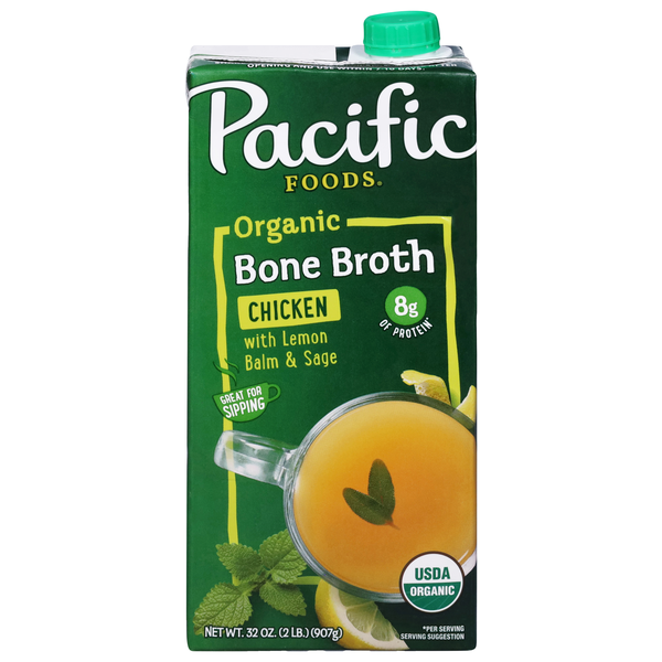 Pacific Foods Organic Chicken Bone Broth with Lemon Balm & Sage