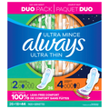 Always Duo Pack Ultra Thin Size 2 & 4 Pads with Wings