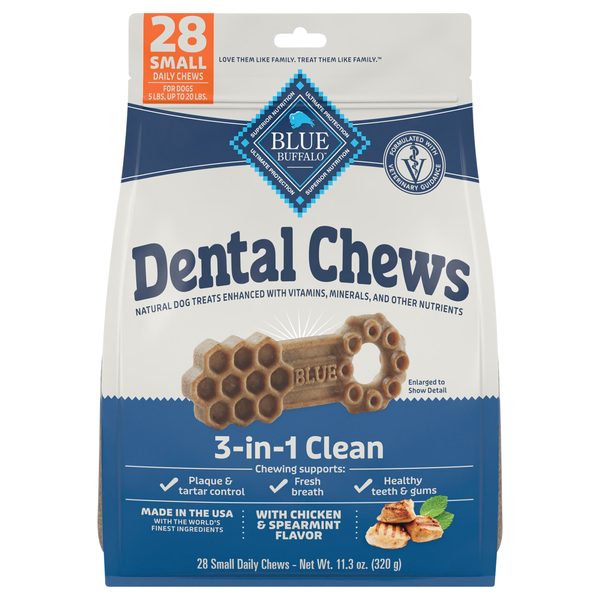 Blue Buffalo 3-in-1 Clean Chicken & Spearmint Small Dental Dog Chews 28 ct