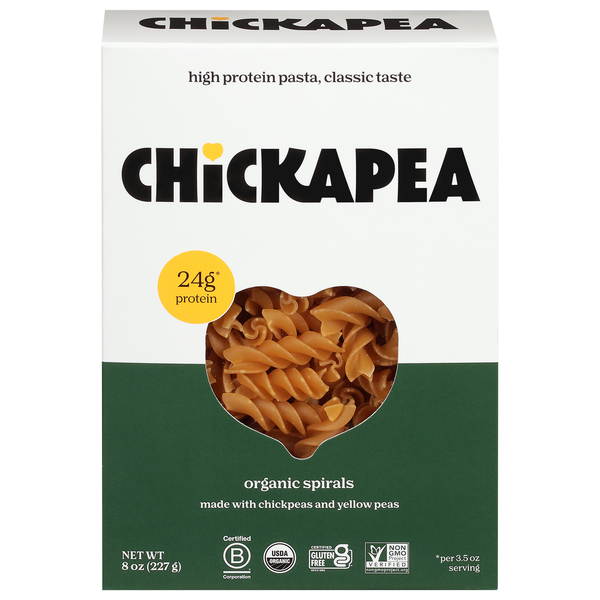 Chickapea Organic Gluten Free Plant-Based High Protein Spirals Pasta