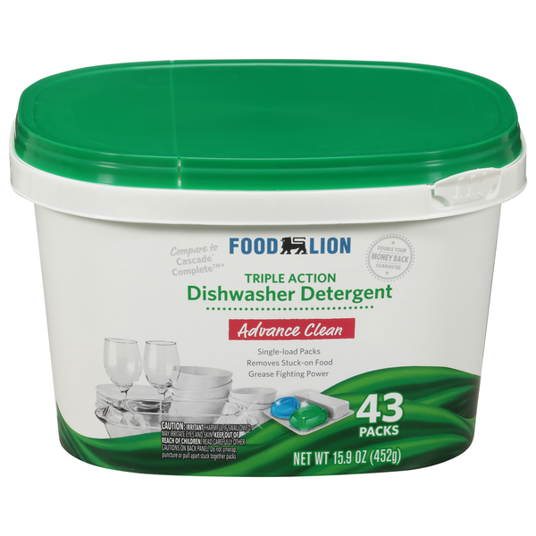 Food Lion Advance Clean Triple Action Dishwasher Detergent Packs - 43 ct