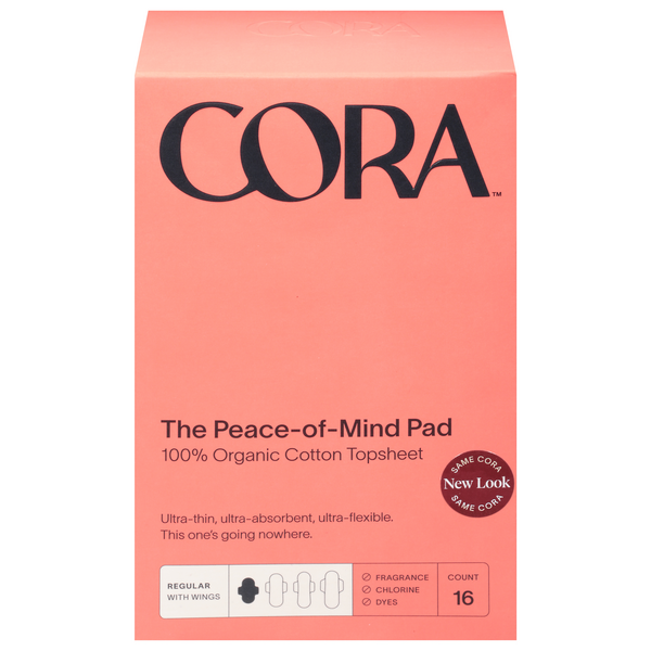 Cora Organic Unscented Ultra Thin Regular Maxi Pads with Wings