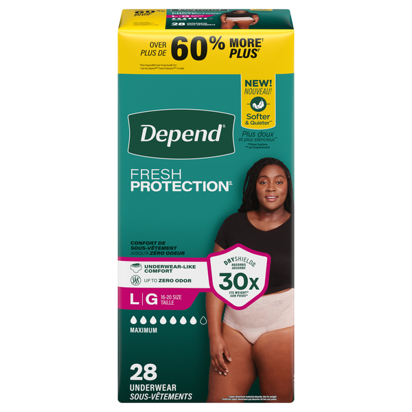 Depend Women's Fresh Protection Incontinence Underwear Maximum Blush L