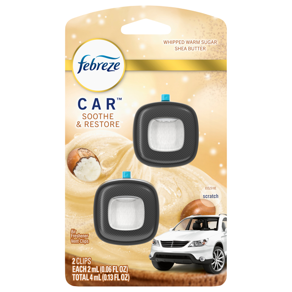 Febreze Car Whipped Warm Sugar Shea Butter Air Freshener Vent Clips - 2 ct